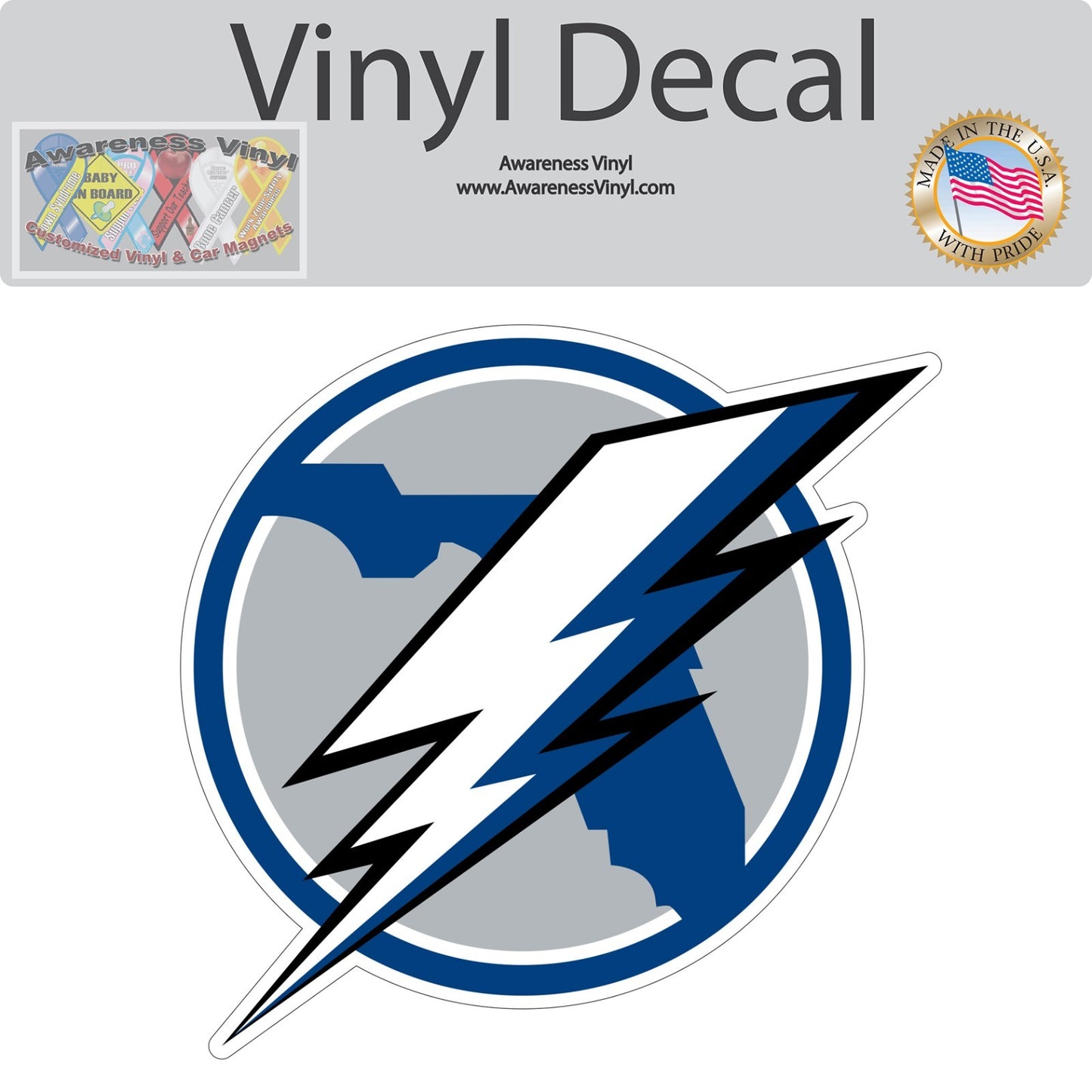 Tampa Bay Lightning Logo - Die Cut Laminated Vinyl Sticker Decal NHL car window