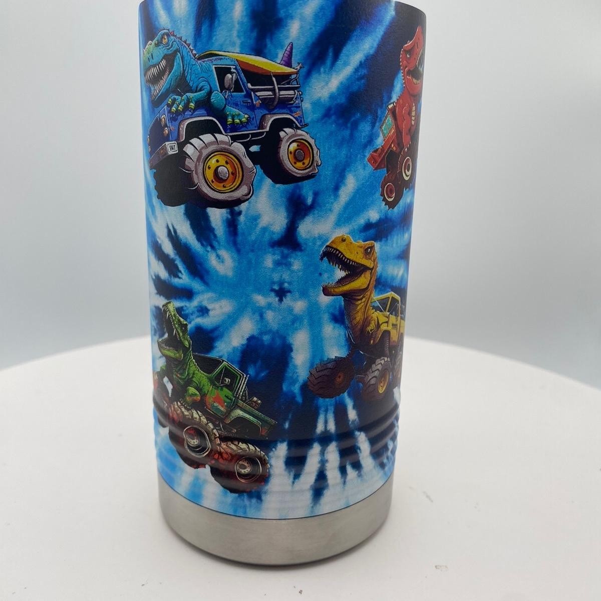 Monster Truck Dinosaurs Themed Kids 10 oz Insulated Sippy Cup Removable Handles