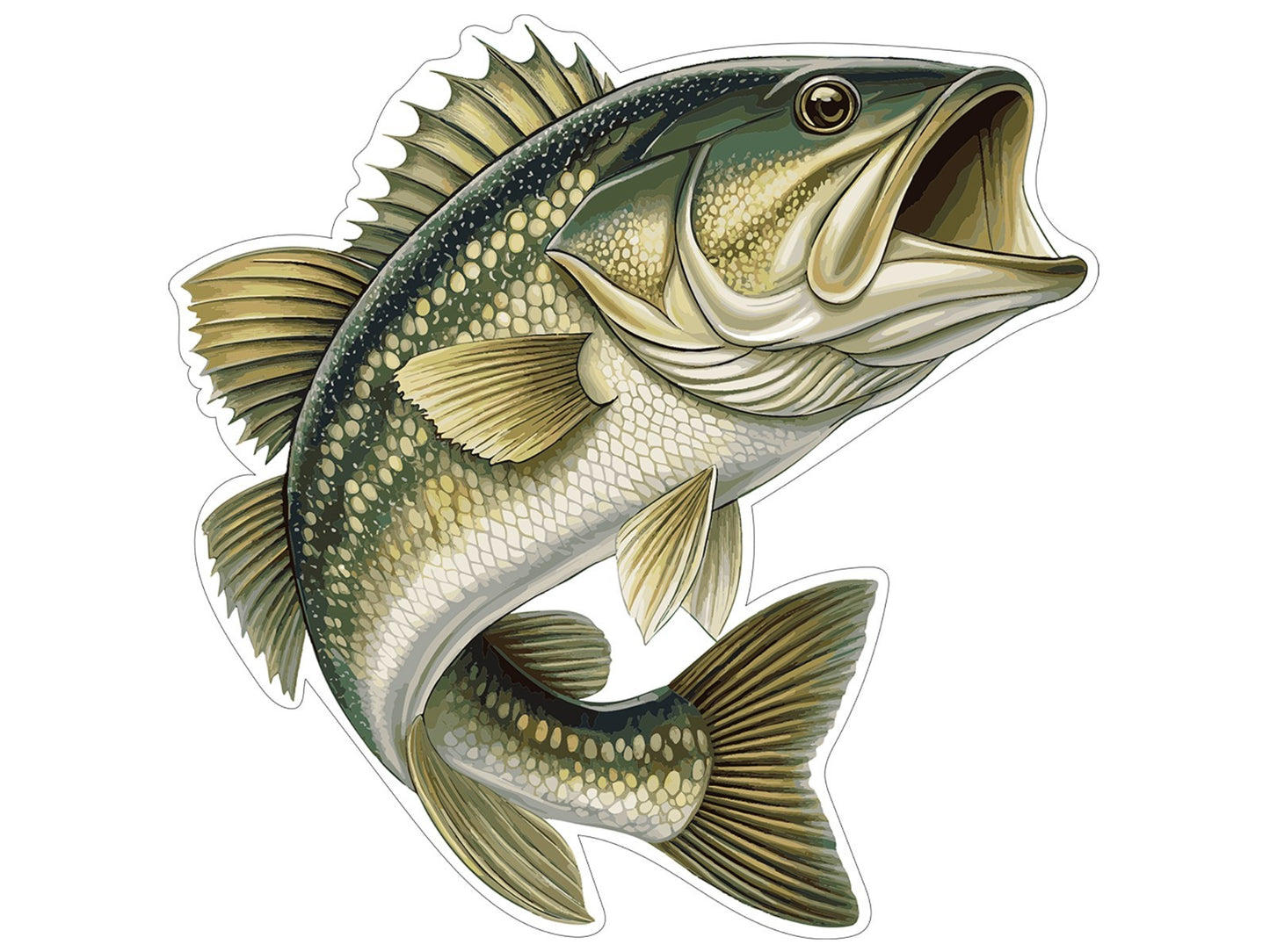 Jumping Bass Fish Professional Carpet Graphic Decal Sticker for Fishing Boats