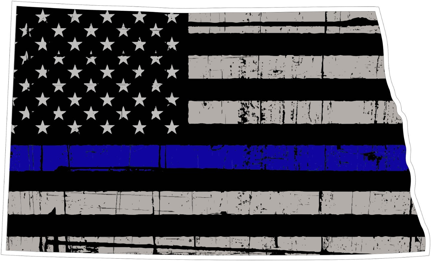 State of North Dakota Thin Blue Line Sticker Vinyl Decal Multiple Sizes police