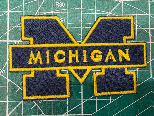 University of Michigan logo football 7" Iron On Embroidered Patch shoulder