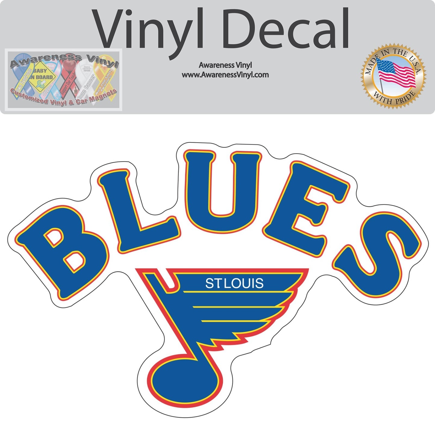 St. Louis Blues Logo - Die Cut Laminated Vinyl Sticker Decal NHL car window