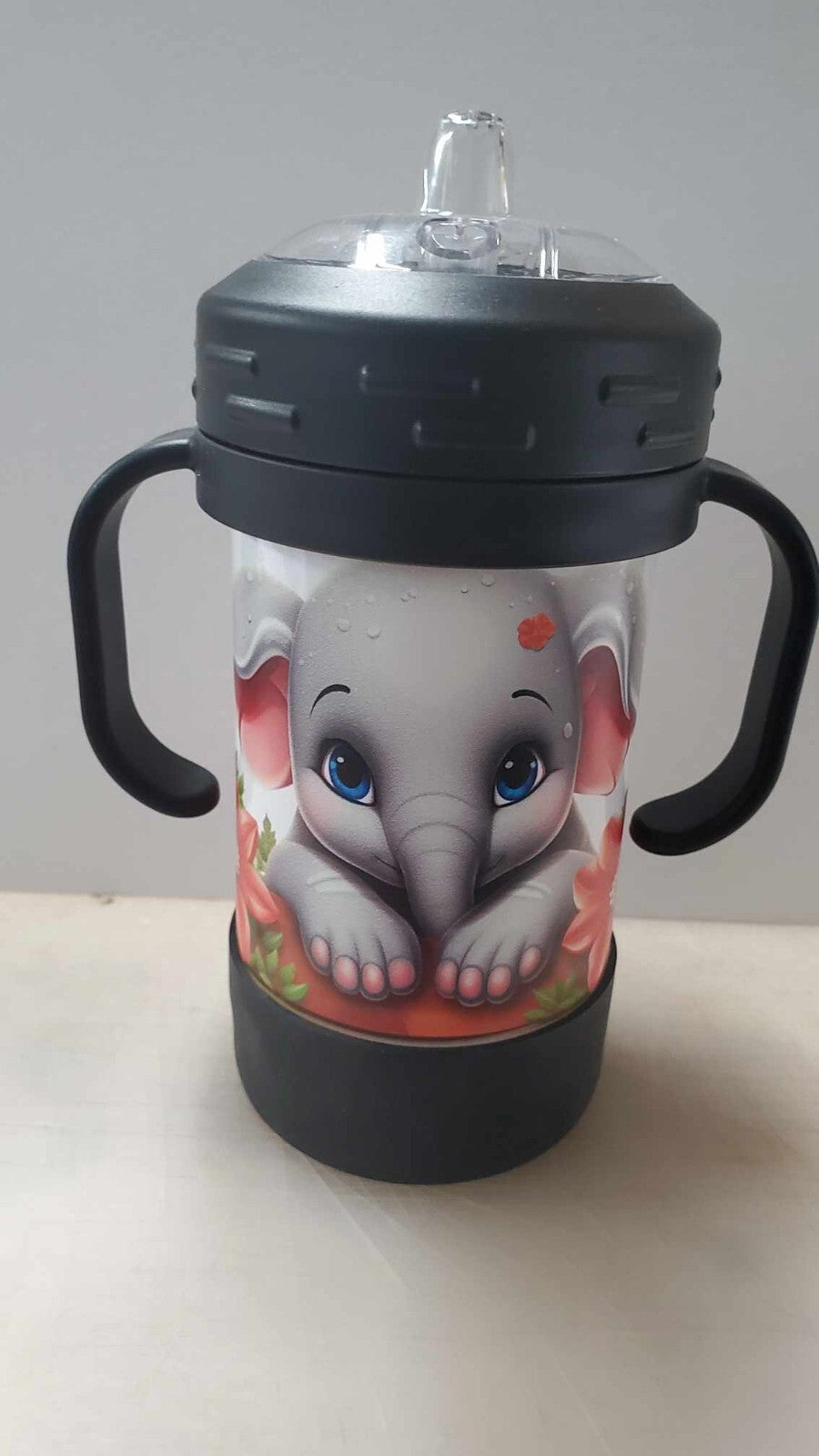 Baby Elephant Kids 10 oz Insulated Sippy Cup Cute With Removable Handles