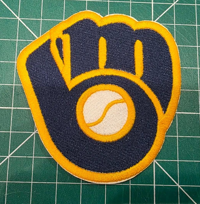 Milwaukee Brewers Glove logo MLB 12" x 11.5" Iron On Embroidered Patch Back Larg
