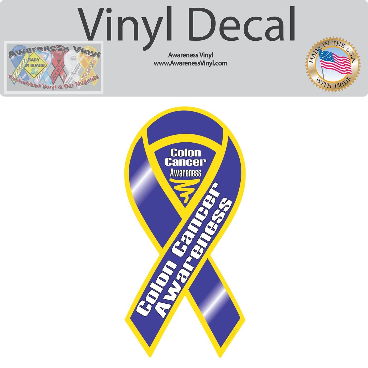 Colon Cancer Awareness Ribbon Vinyl Decal Sticker Support Choose Size car