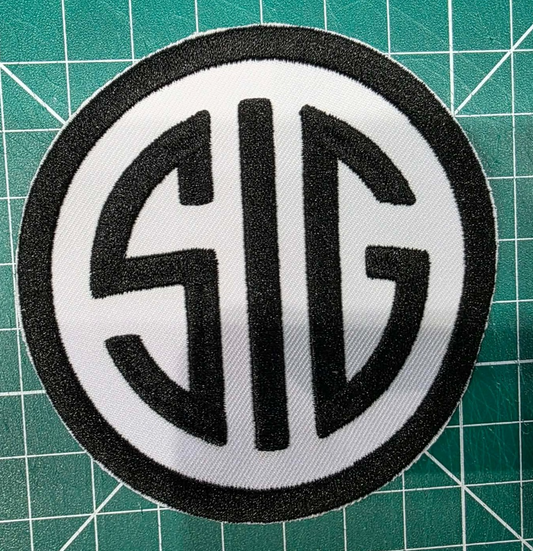 Sig Sauer Logo Iron / Sew On Embroidered Patch 3.75" emblem