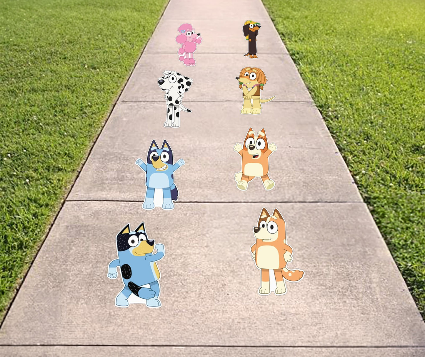 8 Bluey Bingo Removable Floor Decals Sidewalk Birthday Party Decorations