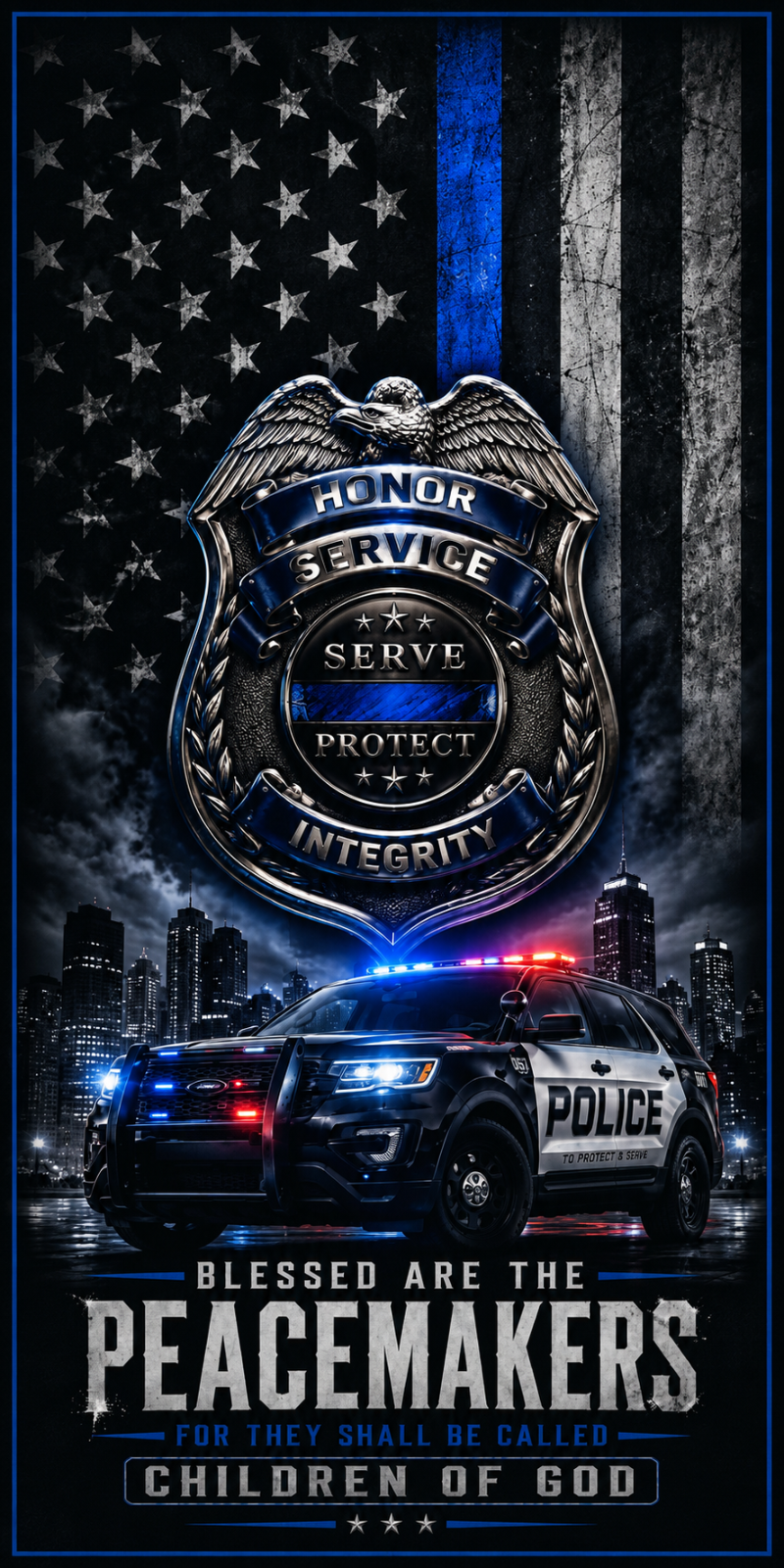 Police Cornhole Board Wrap Set Thin Blue Line Vinyl Decals Law Enforcement Set 2