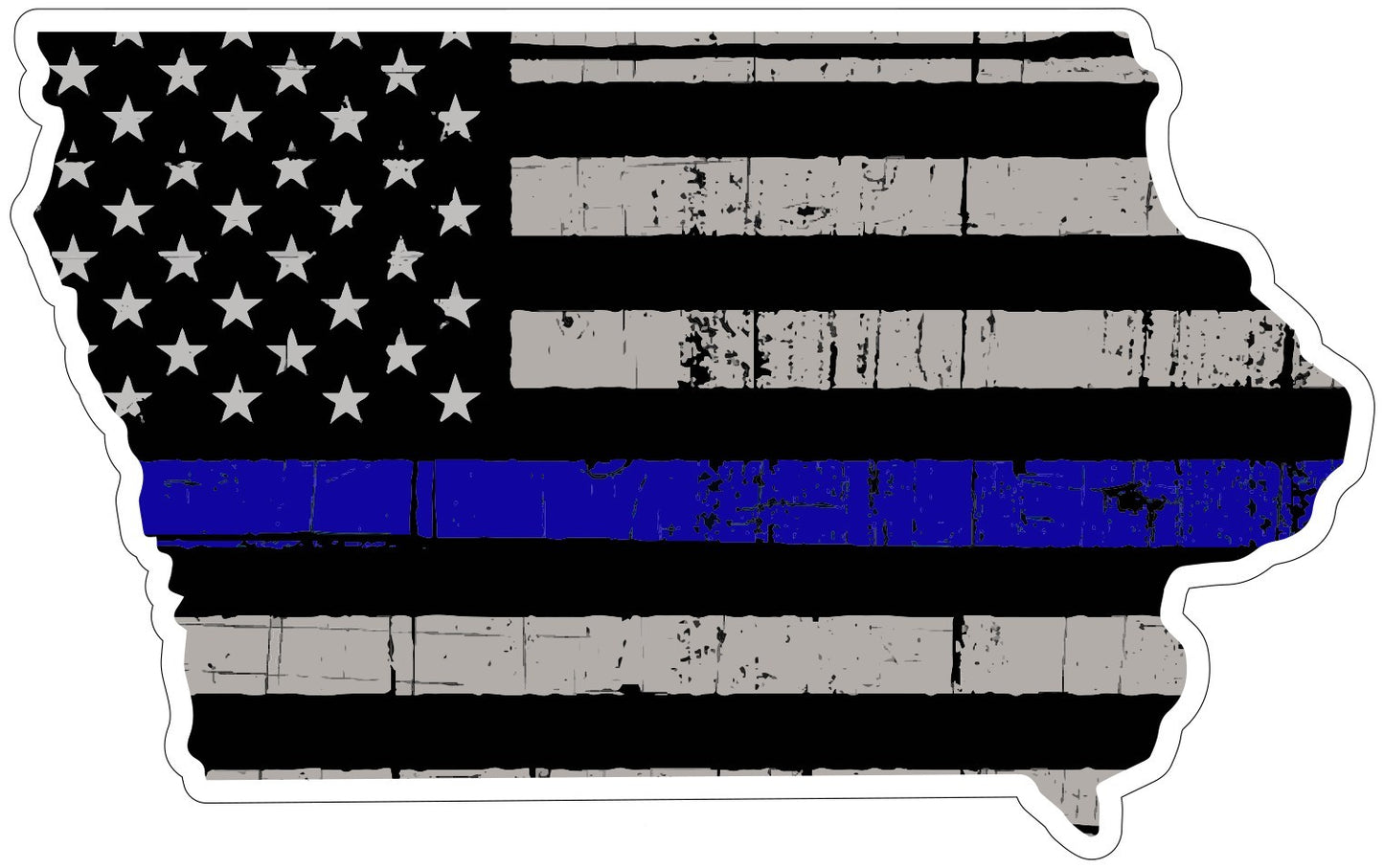State of Iowa Thin Blue Line Sticker Vinyl Decal Multiple Sizes support police