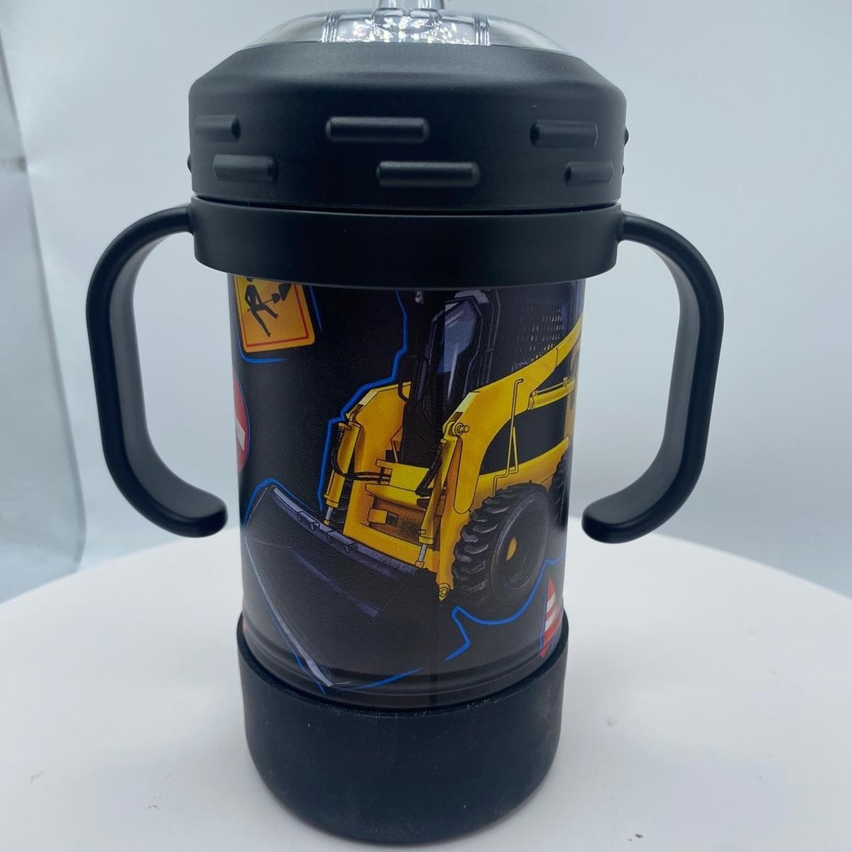 Construction Themed Kids 10 oz Insulated Sippy Cup Cute With Removable Handles