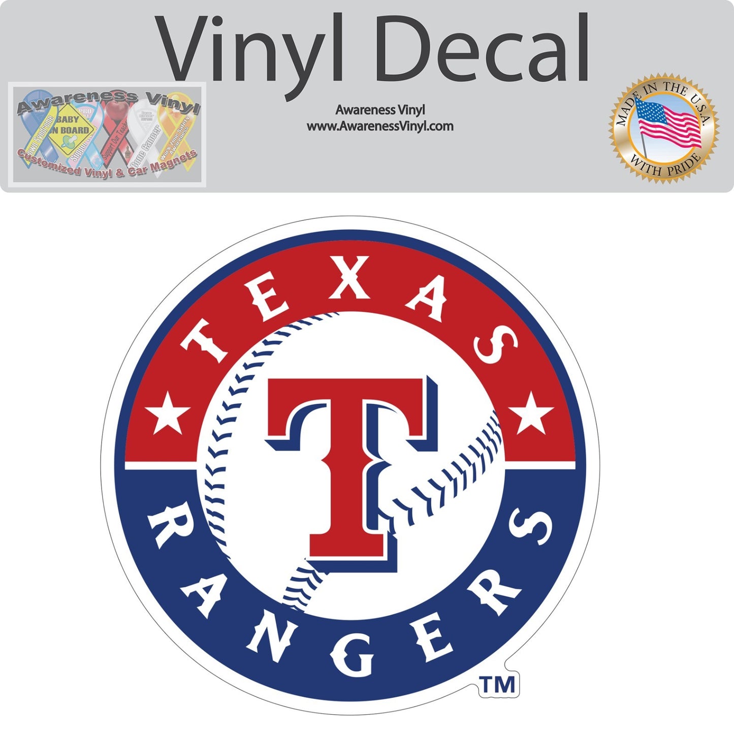Texas Rangers Emblem Logo Baseball Sticker Waterproof Vinyl Decal Car