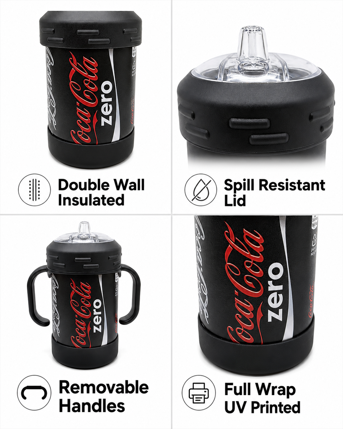 Zero Sugar Soda Inspired 10 oz Insulated Sippy Cup Spill Resistant Gift