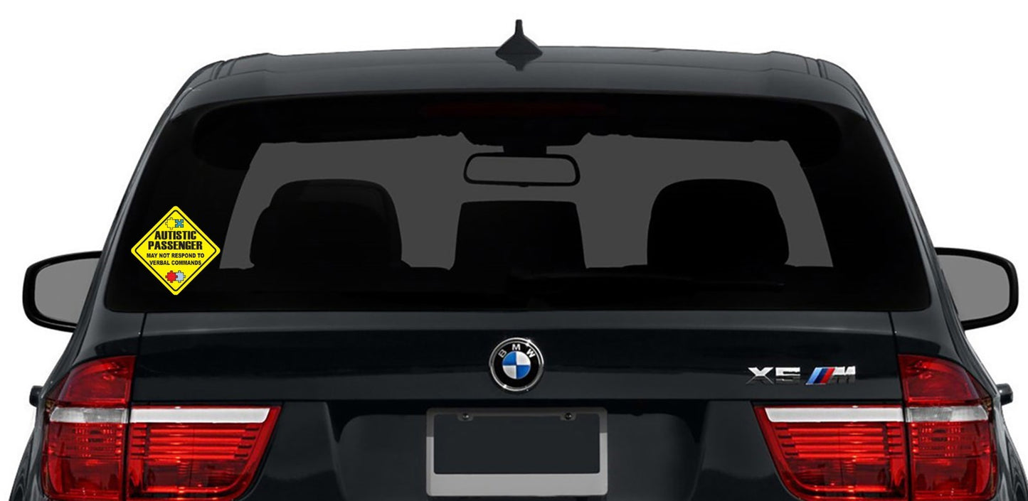 Autistic Passenger Autism Awareness Sticker Vinyl Decal Multiple Sizes window