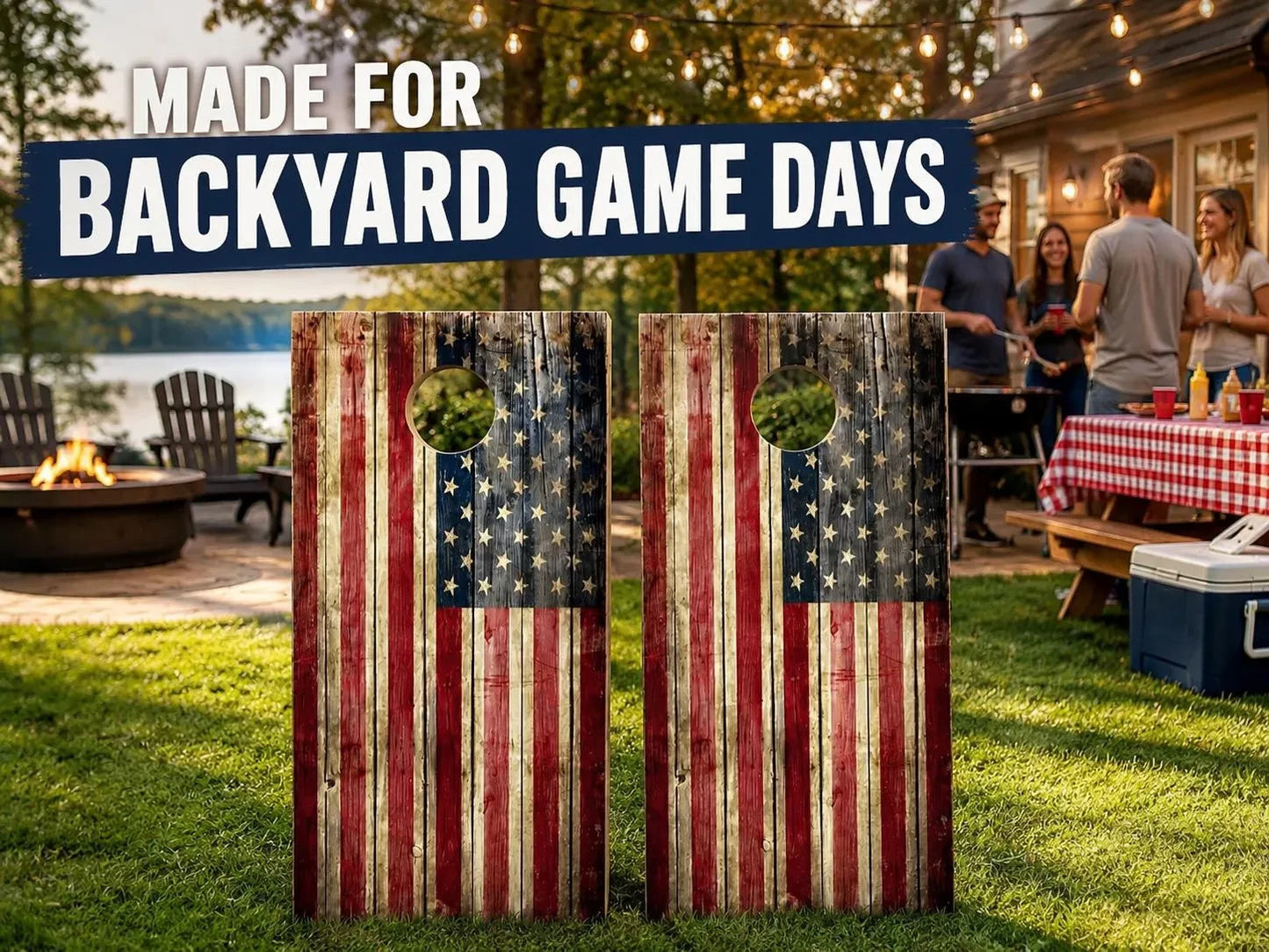 American Flag Cornhole Board Wraps Set of 2 Distressed Vinyl Decals Laminated