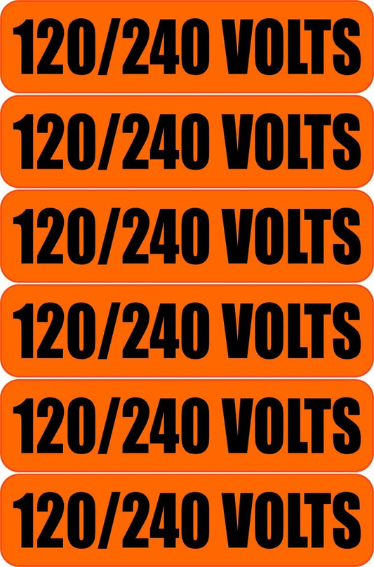 6x 120 / 240 Volts Warning Vinyl Decal | Outdoor Laminated | Electrical Safety