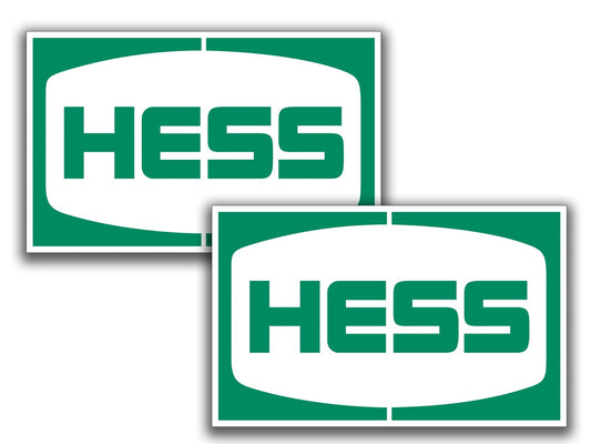 2x Hess Gasoline Logo Die Cut Laminated Vinyl Decal Sticker Choose Sizes racing