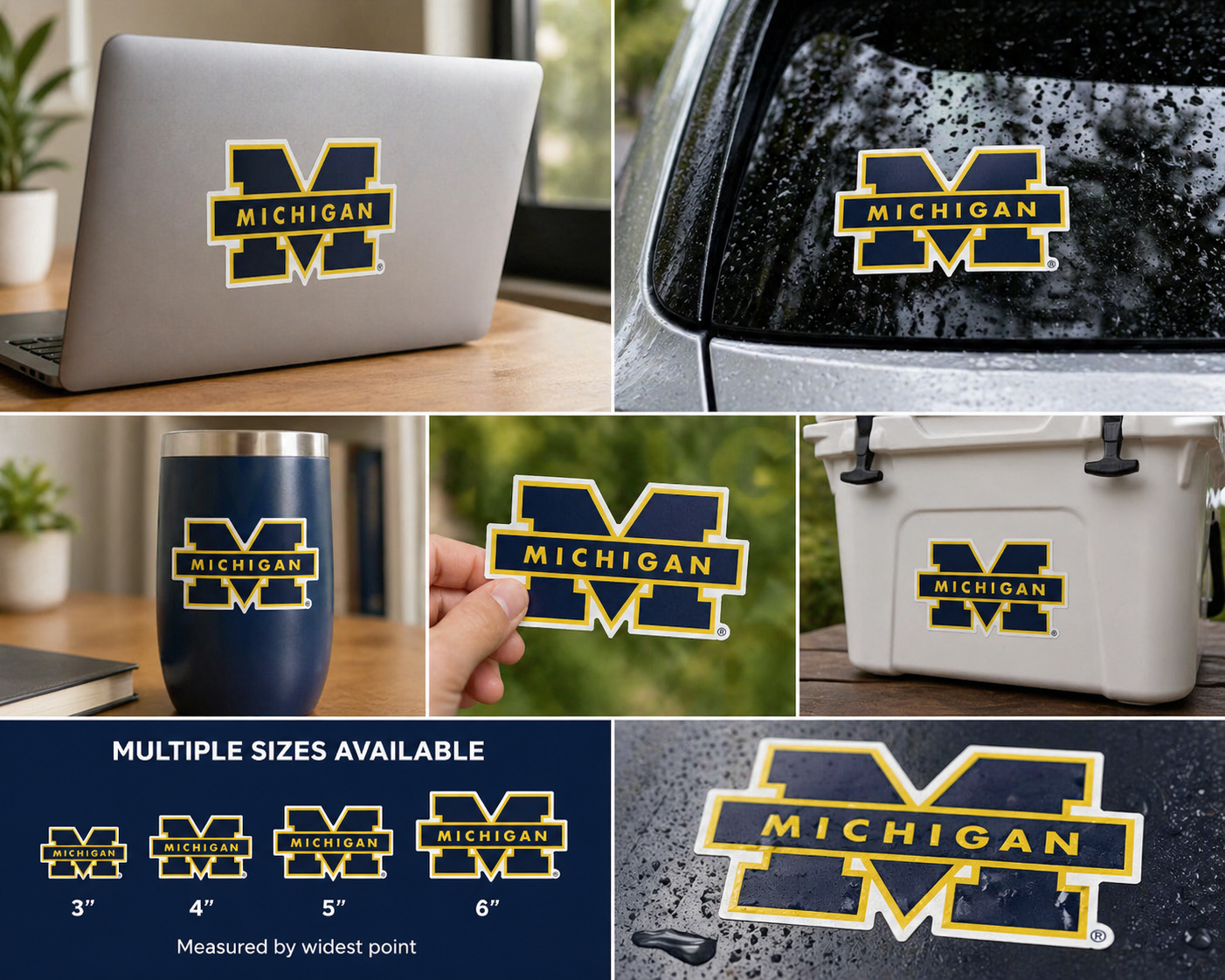Michigan Wolverines Vinyl Decal Sticker | Car Laptop Window Waterproof NCAA Logo