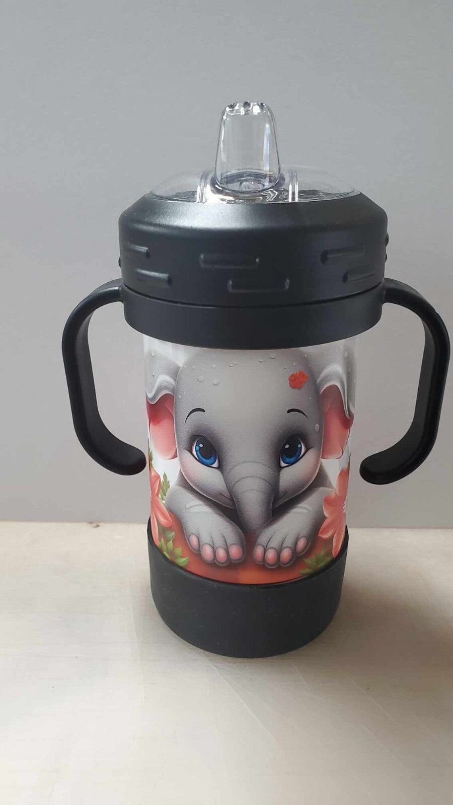 Baby Elephant Kids 10 oz Insulated Sippy Cup Cute With Removable Handles