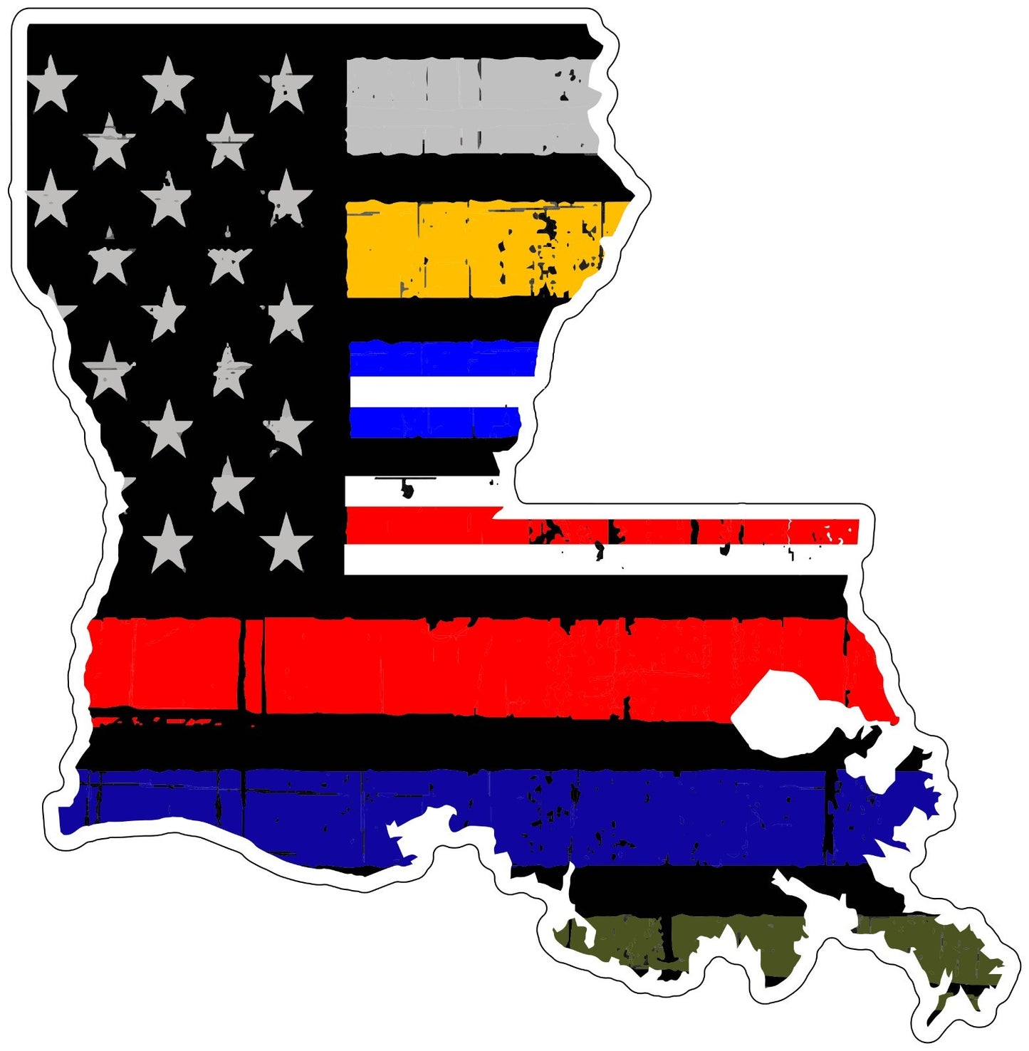 State of Louisiana Thin Blue Red Green Line Sticker Vinyl Decal police EMS fire