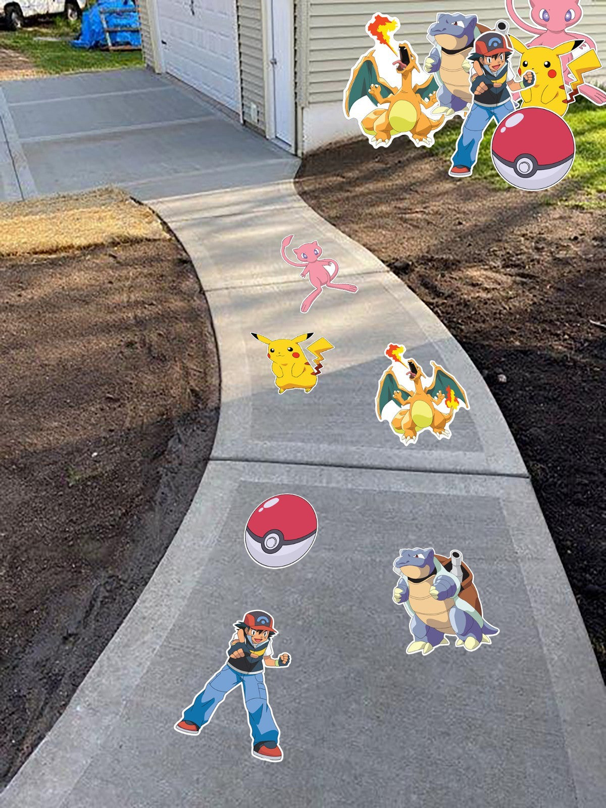 Pokemon Inspired Floor Decals Party Path Set of 6 Waterproof Peel Stick Vinyl