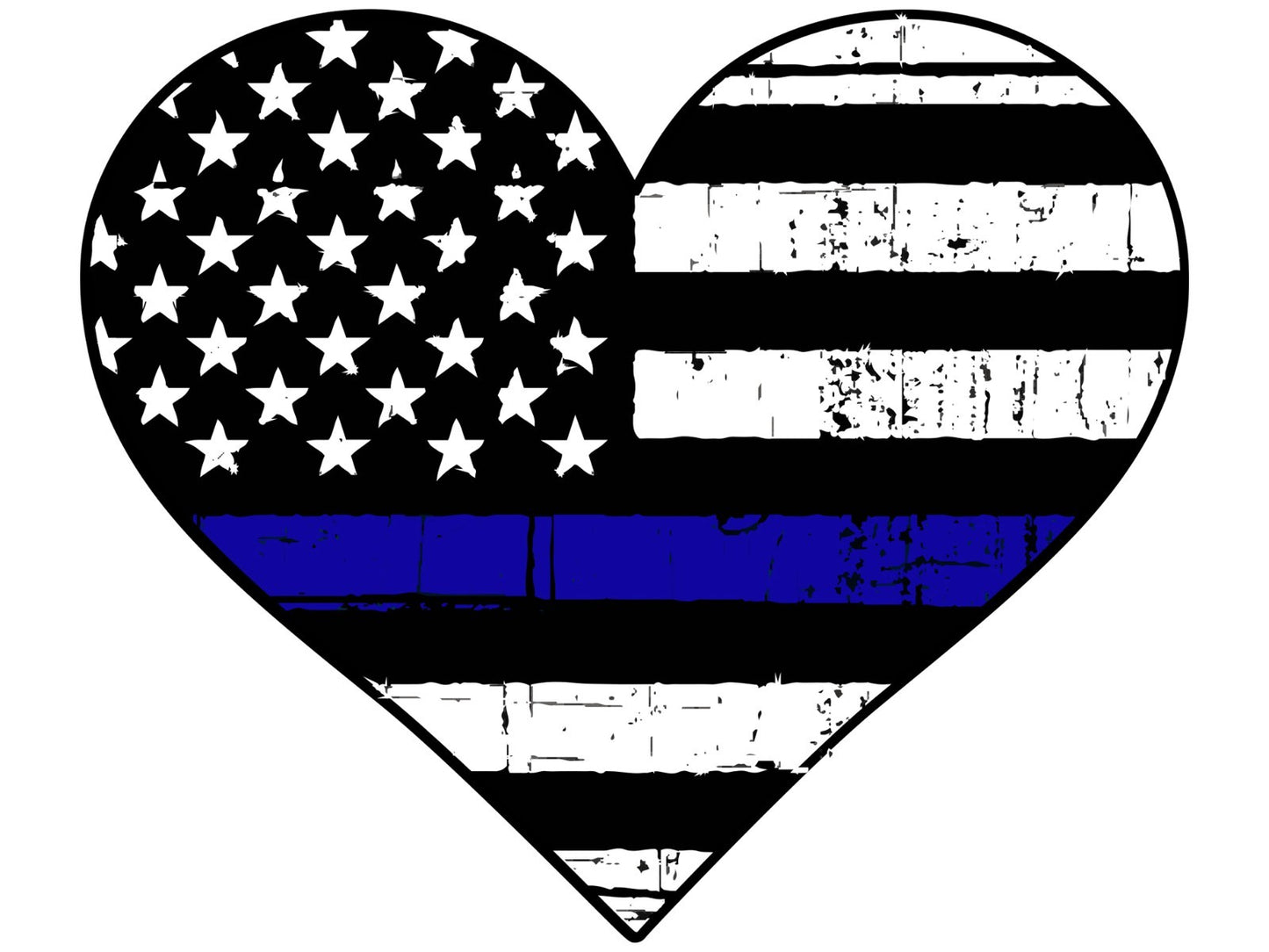 Thin Blue Line Heart Sticker Vinyl Decal | Choose Size Support Law Enforcement