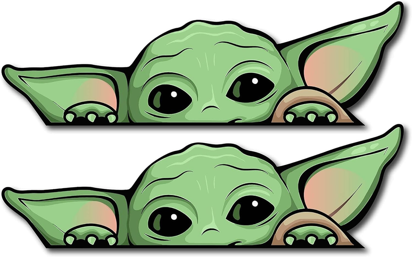 Pair of 12" Wide Peeking Baby Yoda Stickers – Vinyl Decal sticker – Outdoor Use