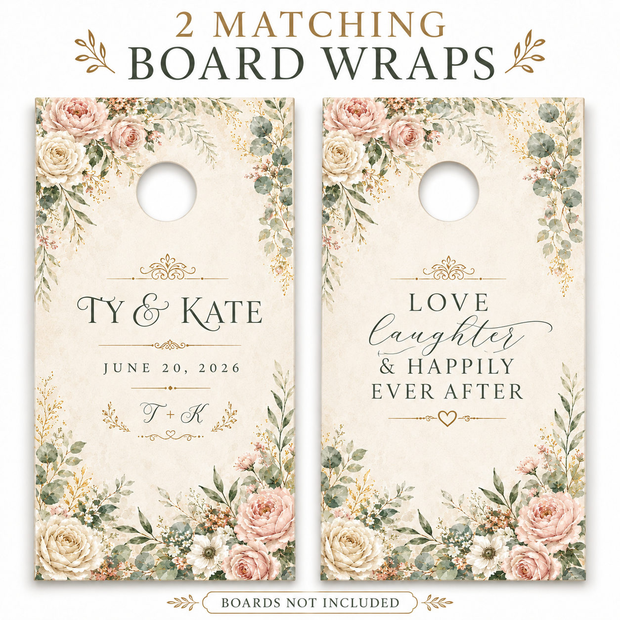 Custom Wedding Cornhole Board Wraps Set of 2 Personalized Vinyl Decals