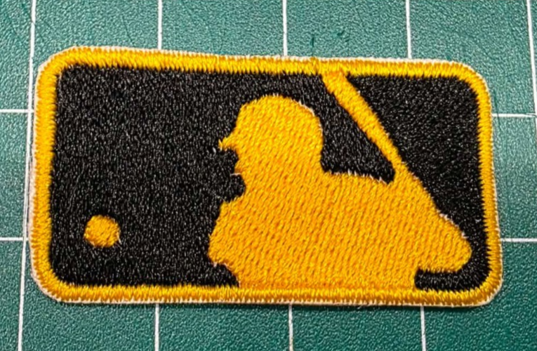 Gold MLB Logo Embroidered Iron On Baseball Patch 3" x 1.6" for Shirt Sleeve Hat