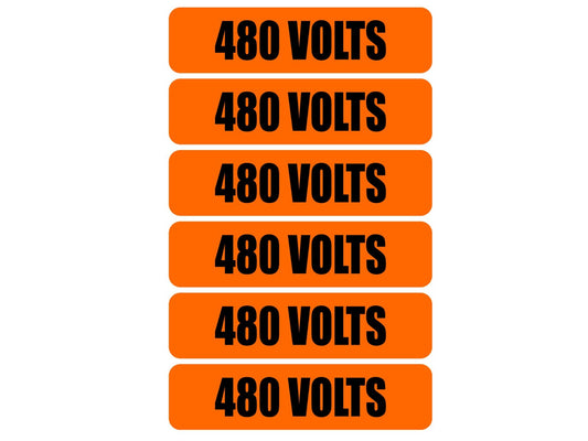 6x 480 Volts Warning Vinyl Decal | Outdoor Laminated Decal | Electrical Safety