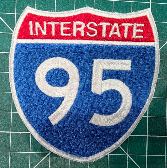 Interstate 95 I-95 Freeway Sign Embroidered Iron On Shoulder Patch 5"