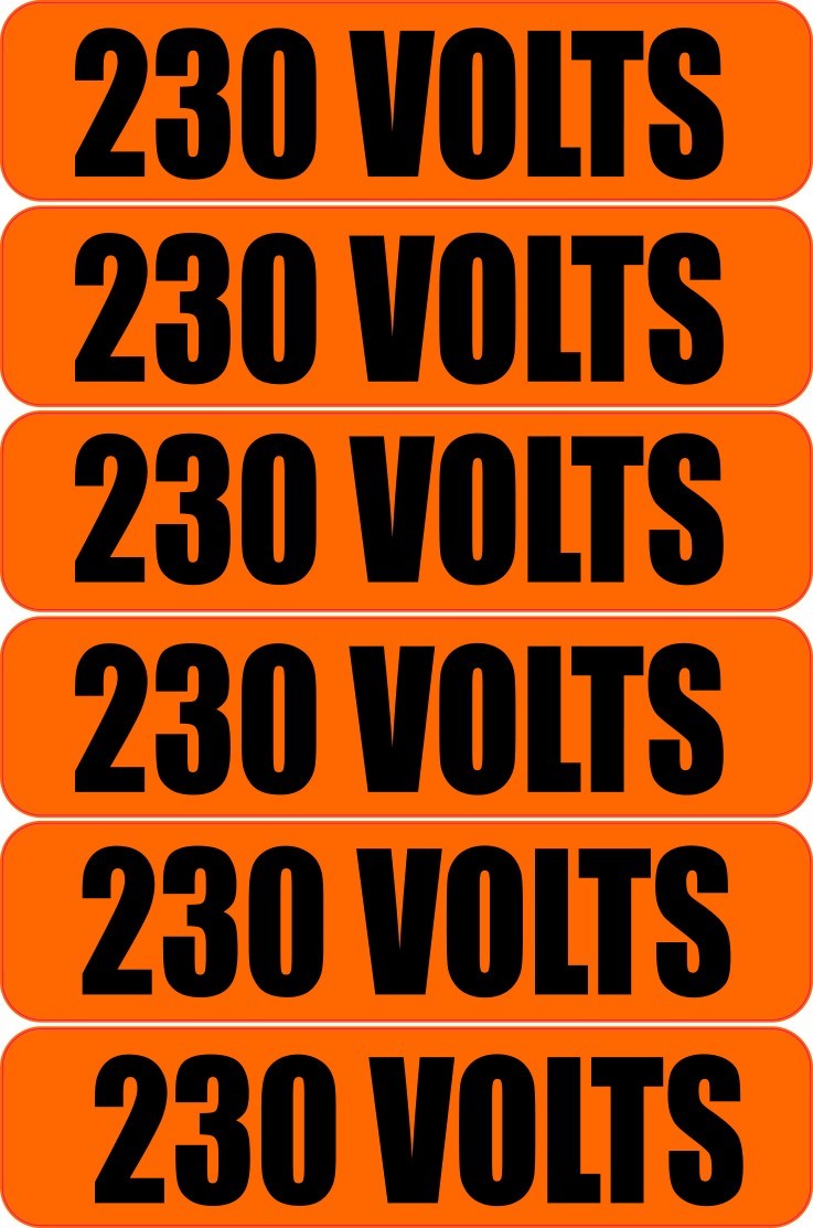 6x 230 Volts Warning Vinyl Decal | Outdoor Laminated | Electrical Safety Sticker