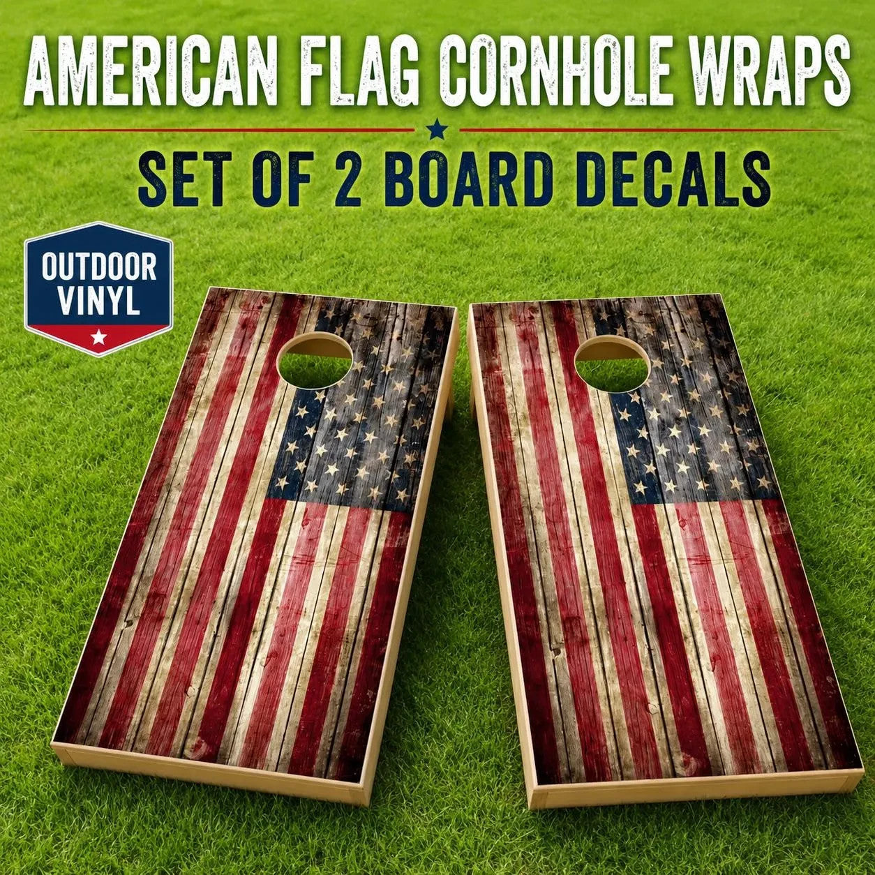 American Flag Cornhole Board Wraps Set of 2 Distressed Vinyl Decals Laminated