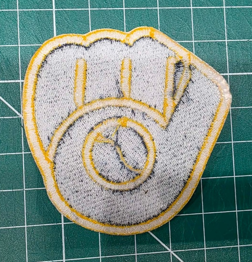Milwaukee Brewers Glove logo MLB 3" x 2.9 Iron On Embroidered Patch shoulder