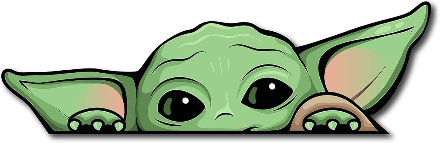 Pair of 12" Wide Peeking Baby Yoda Stickers – Vinyl Decal sticker – Outdoor Use