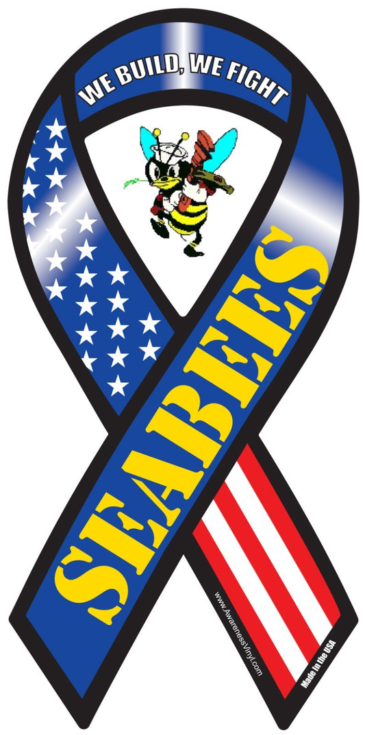 U.S. Navy Seabees We Build We Fight Ribbon Vinyl Decal Sticker support military