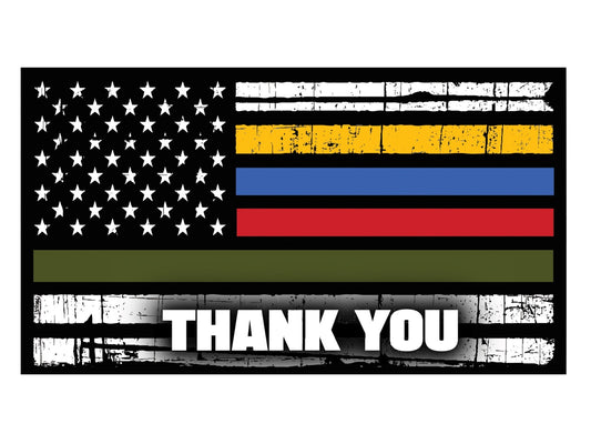 5.5" Thin Green Blue Red Gold Line Vinyl Decal | Law Enforcement | Thank You