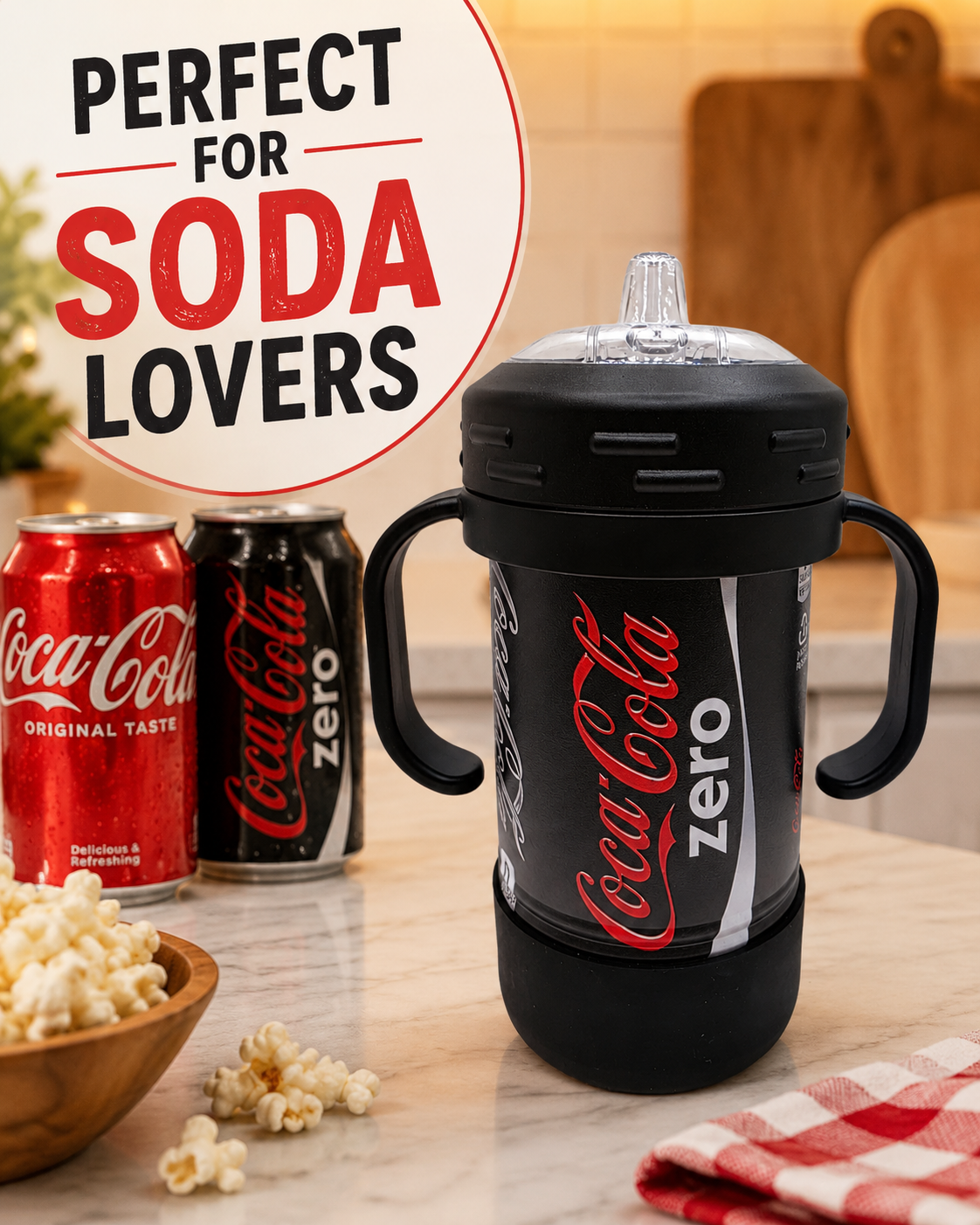 Zero Sugar Soda Inspired 10 oz Insulated Sippy Cup Spill Resistant Gift