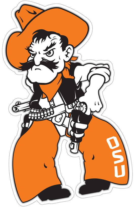 Oklahoma OSU Pistol Pete Logo Laminated Vinyl Decal Sticker All Weather Safe