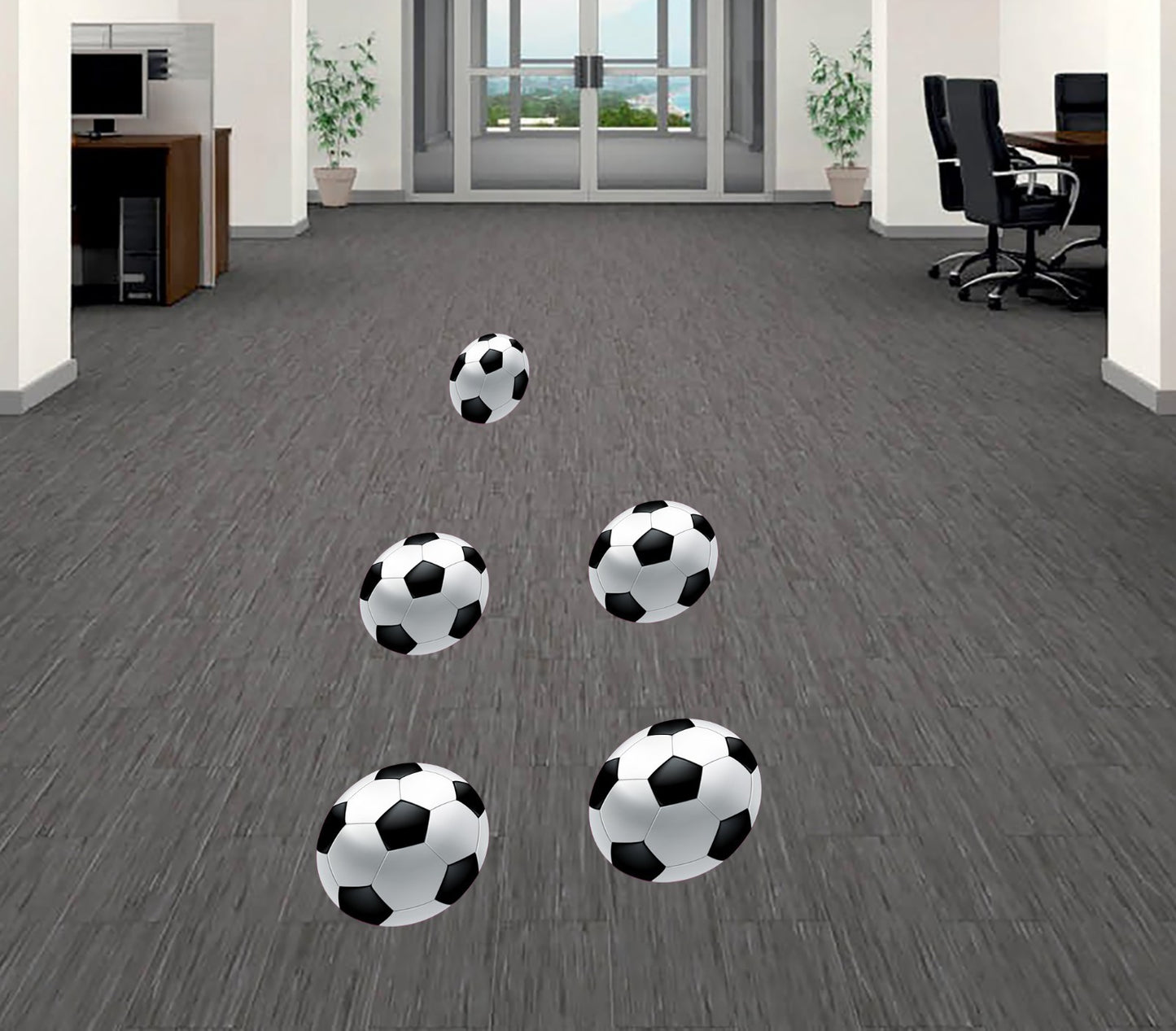 Soccer Ball Party Floor Decals Set of 5 9" Removable Floor Sidewalk Vinyl