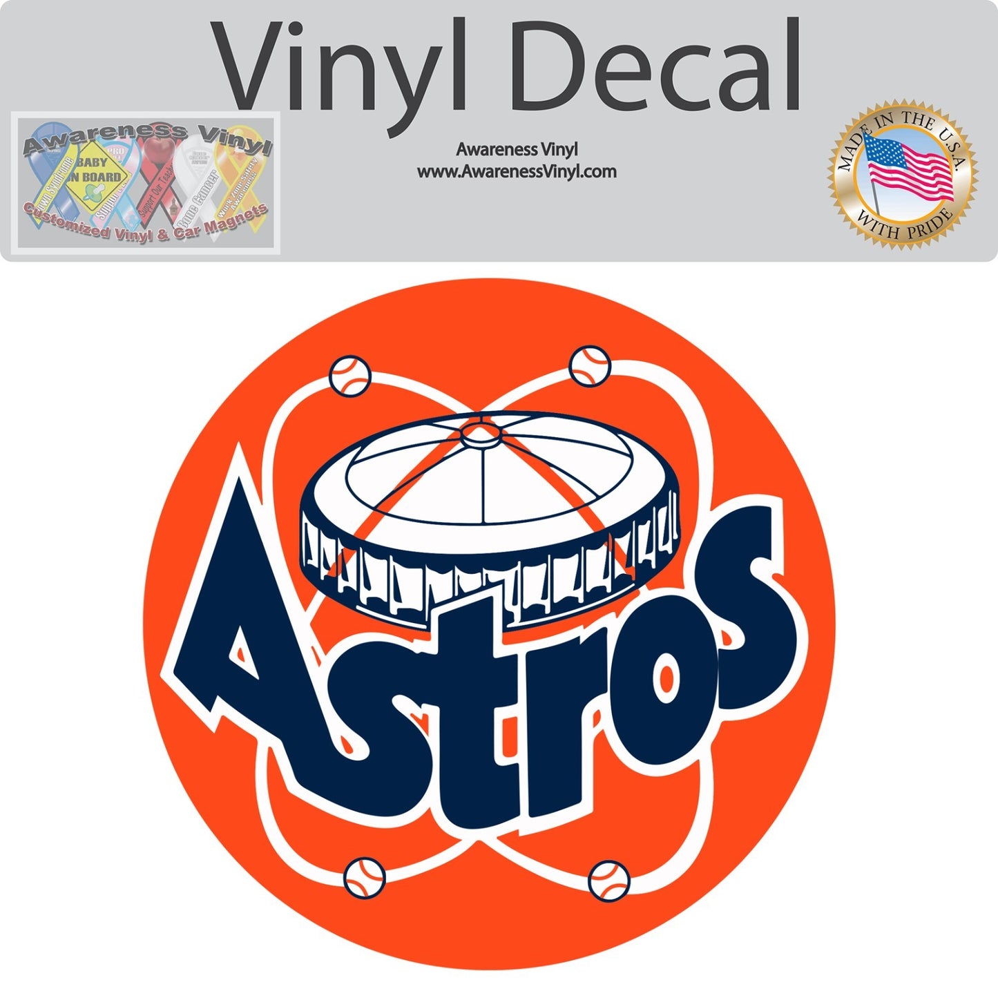 Houston Astros Logo Sticker Vinyl Decal | Choose Size window door mlb