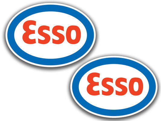 2x Esso Gasoline Logo Die Cut Laminated Vinyl Decal Sticker | Choose Sizes