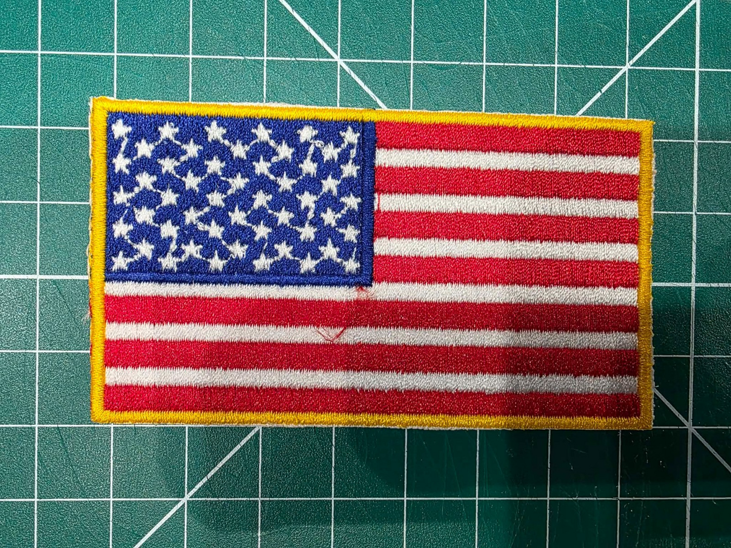 AMERICAN FLAG Embroidered PATCH iron-on GOLD BORDER USA US United States QUALITY