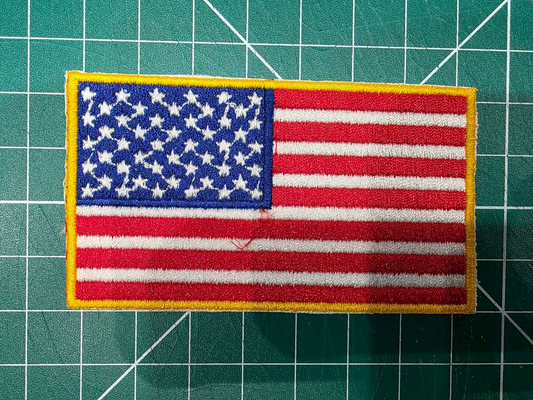 AMERICAN FLAG Embroidered PATCH iron-on GOLD BORDER USA US United States QUALITY