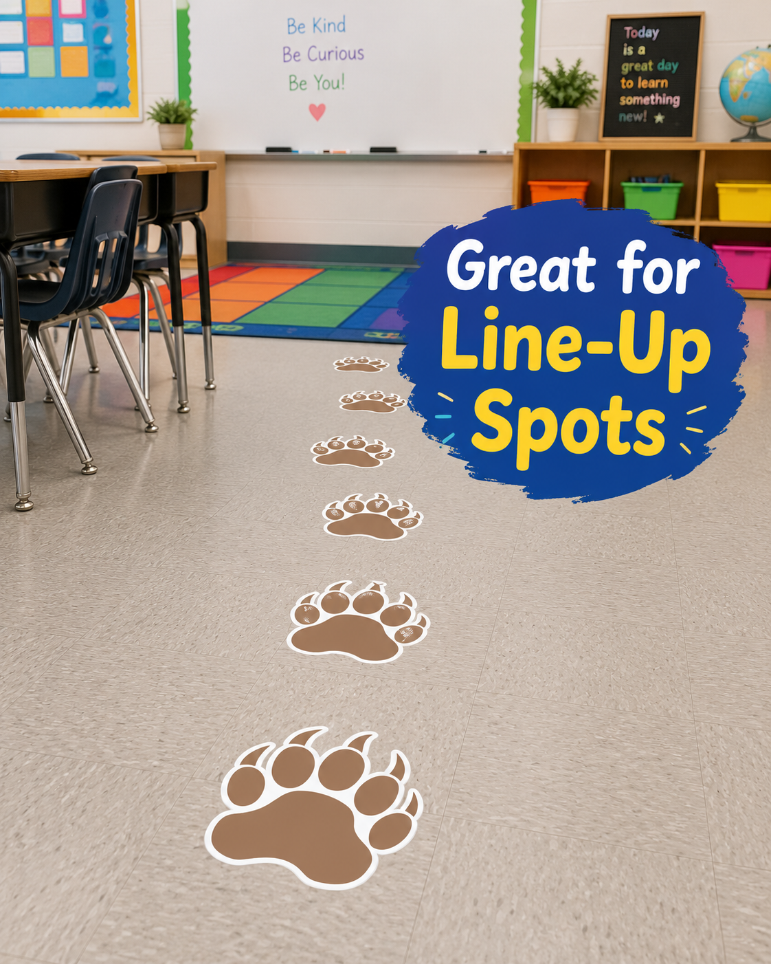 Bear Paw Sidewalk Decals 9" Floor Stickers Party Tracks Set of 5 Outdoor Vinyl