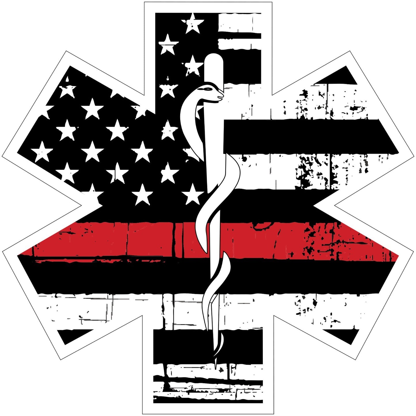 Star of Life Thin Red Line Vinyl Decal fire rescue ems firefighter emt *Sizes*