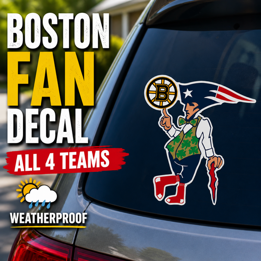 Boston Sports Fan Vinyl Decal 5" Sticker Patriots Celtics Bruins Red Sox Car