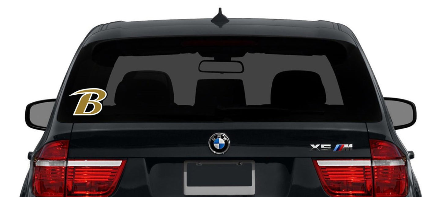 Baltimore Ravens B Logo Cut Laminated Vinyl Sticker Decal NFL car window