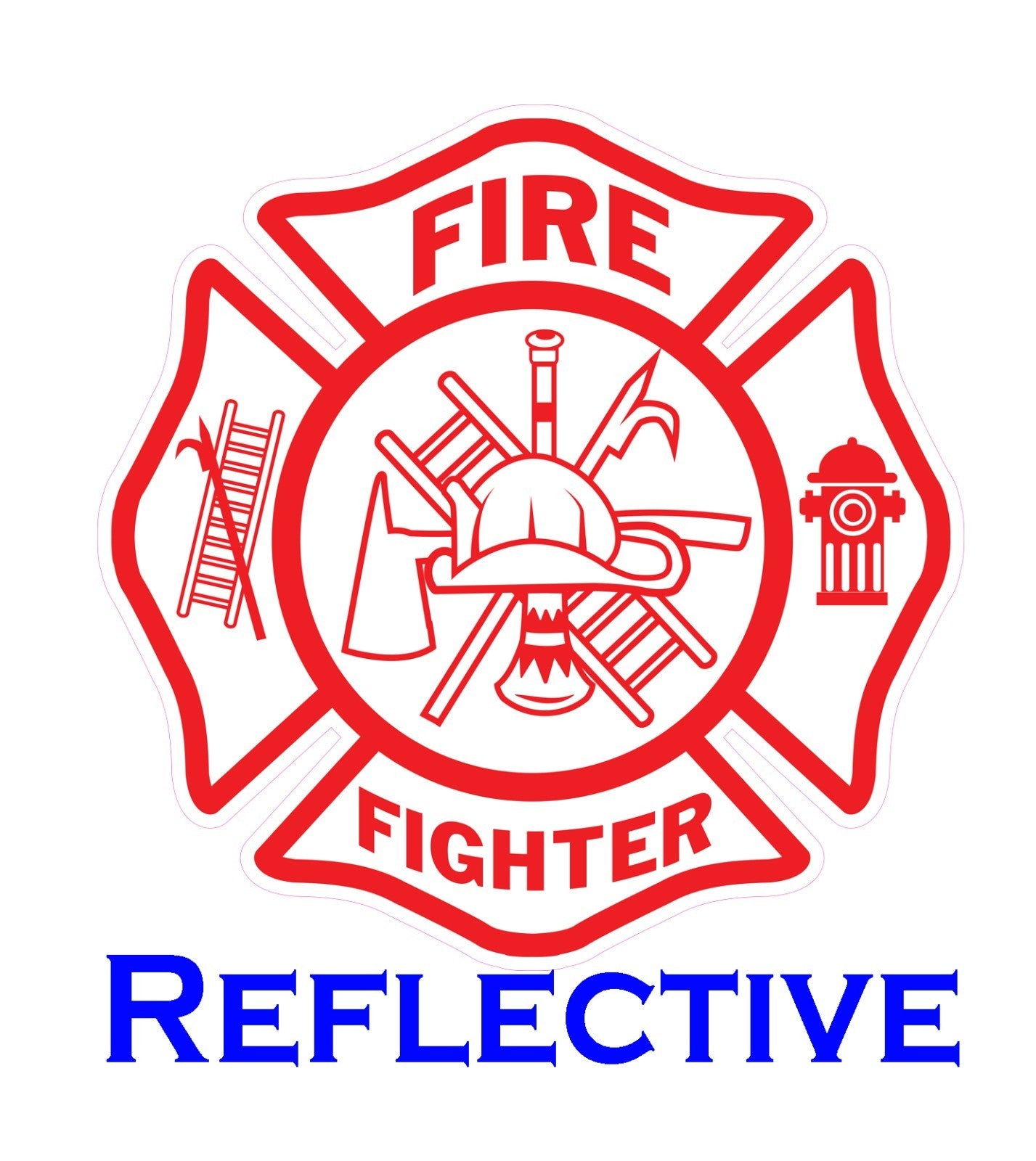 White Red Reflective Firefighter Fire Dept Maltese Cross Vinyl Decal sticker