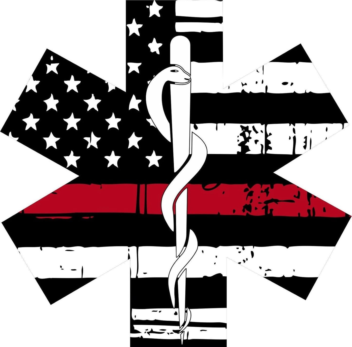 Star of Life Thin Red Line Vinyl Decal fire rescue ems firefighter emt *Sizes*