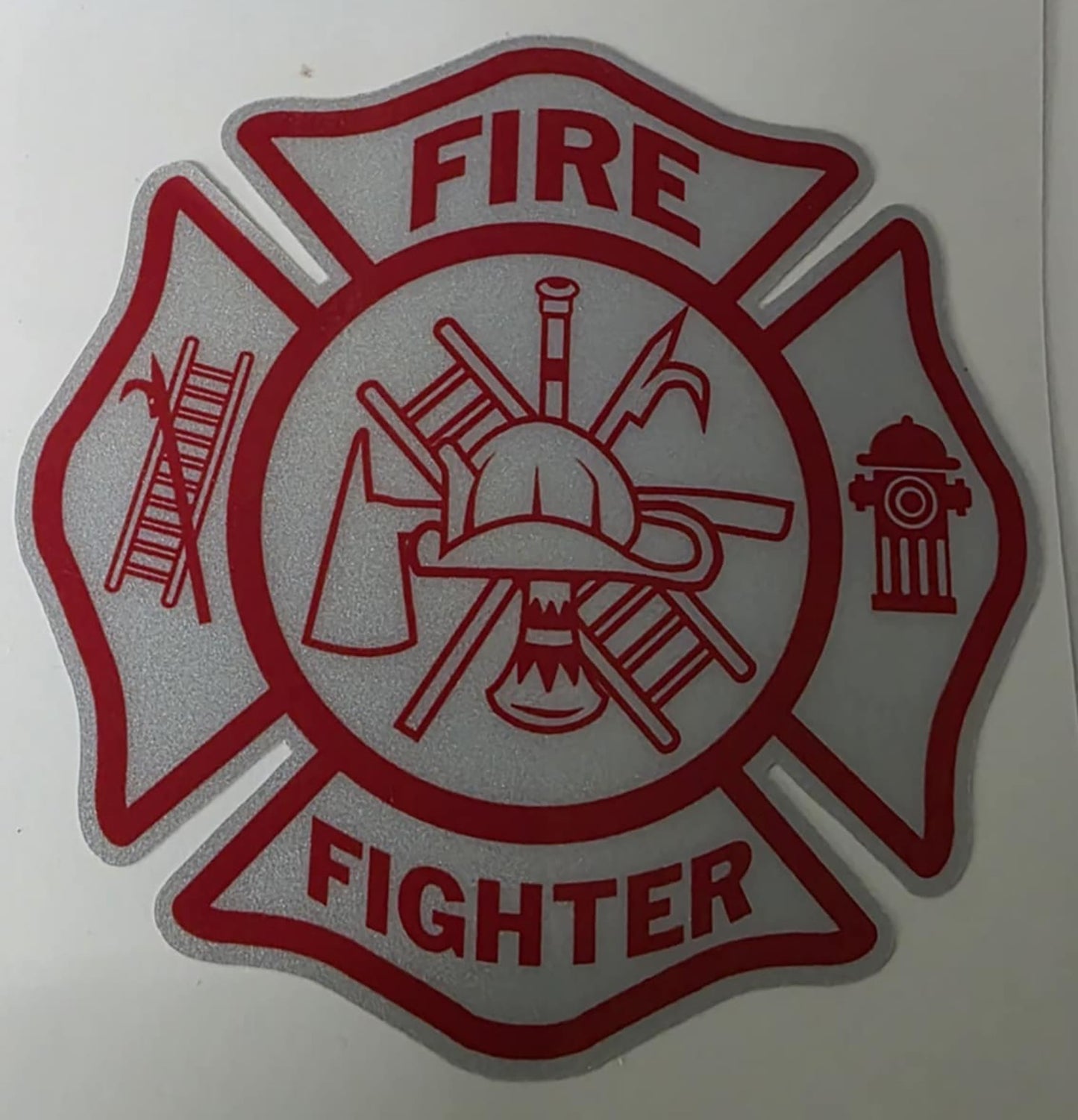 White Red Reflective Firefighter Fire Dept Maltese Cross Vinyl Decal sticker